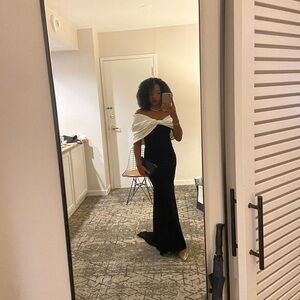 SHEIN Black and White Strapless Dress